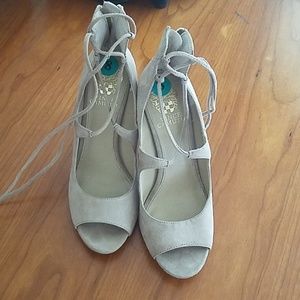 Fabulous Taupe wrap around sandals. Size 8